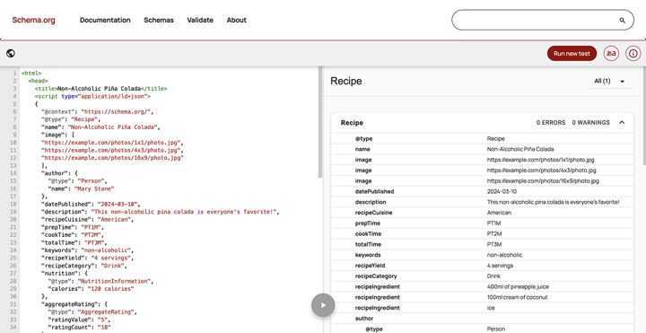 Schema.org-Markup-Validator zur Überprüfung strukturierter Daten